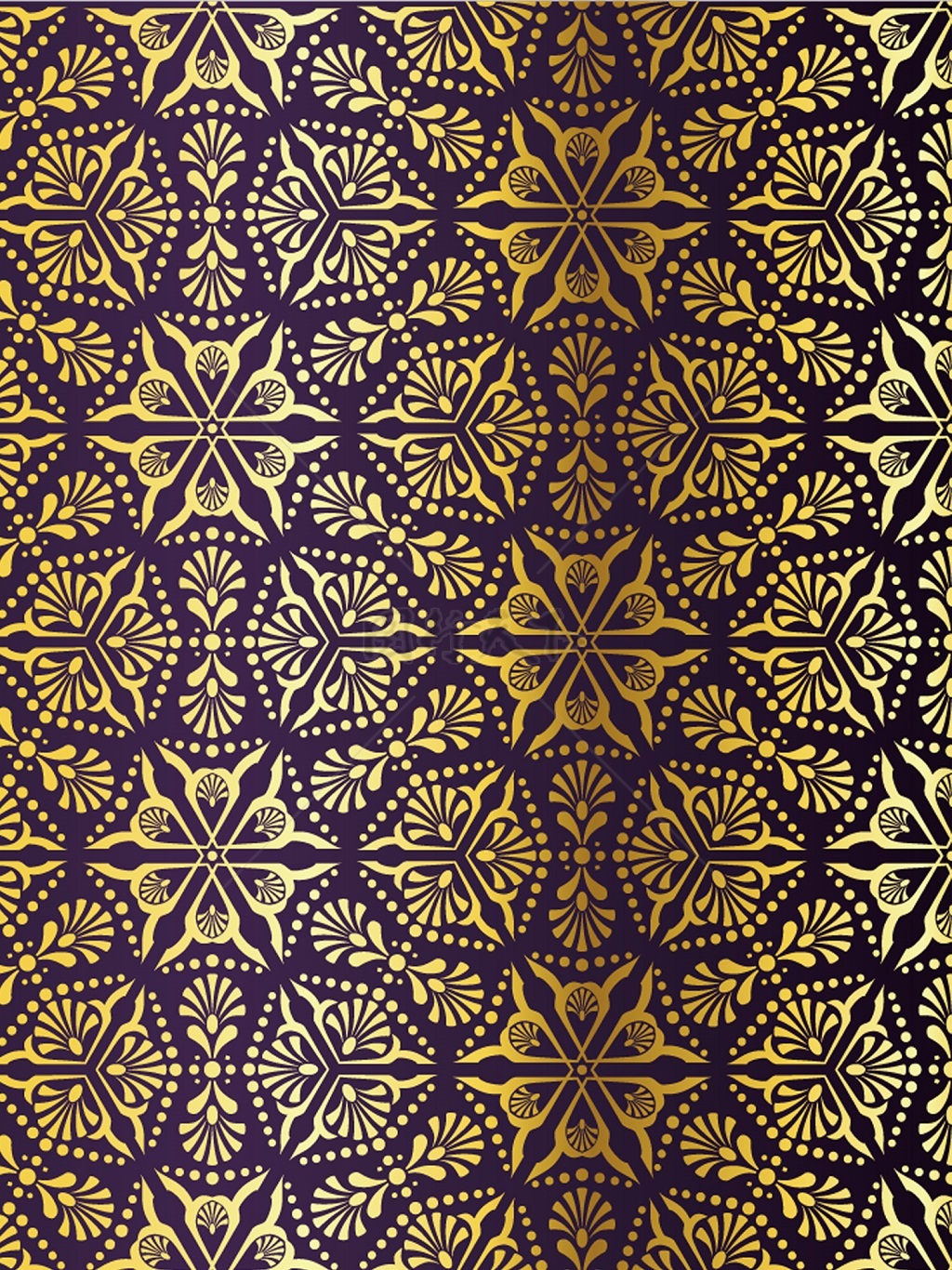 传统 欧式俄式花卉底图底纹  图案背景贴图 紫底满格六边金花.