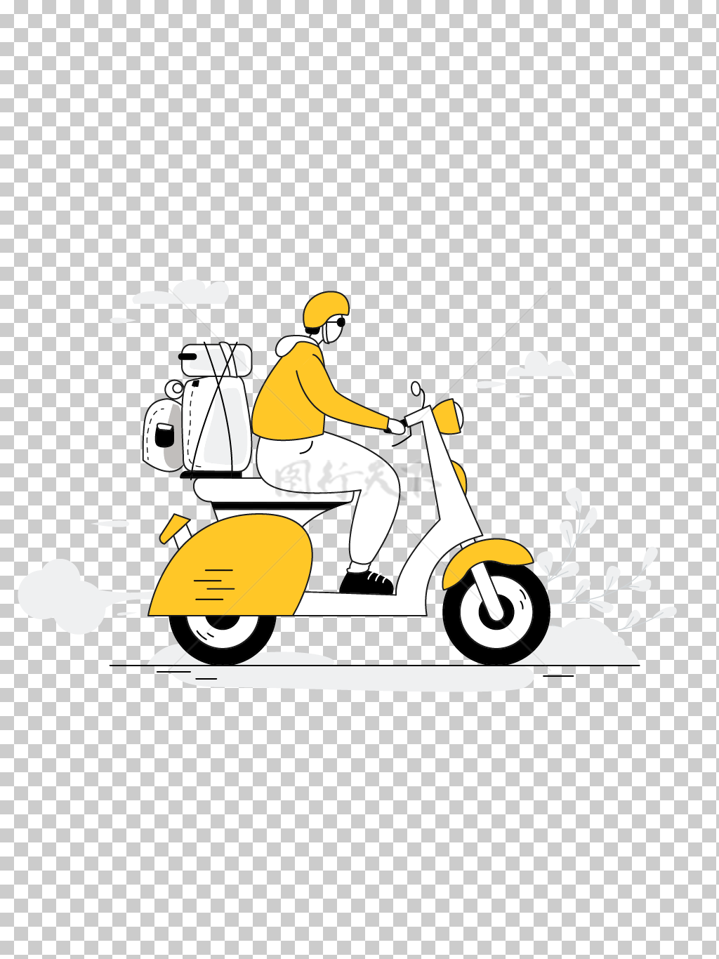 创意男子骑摩托旅行插画设计