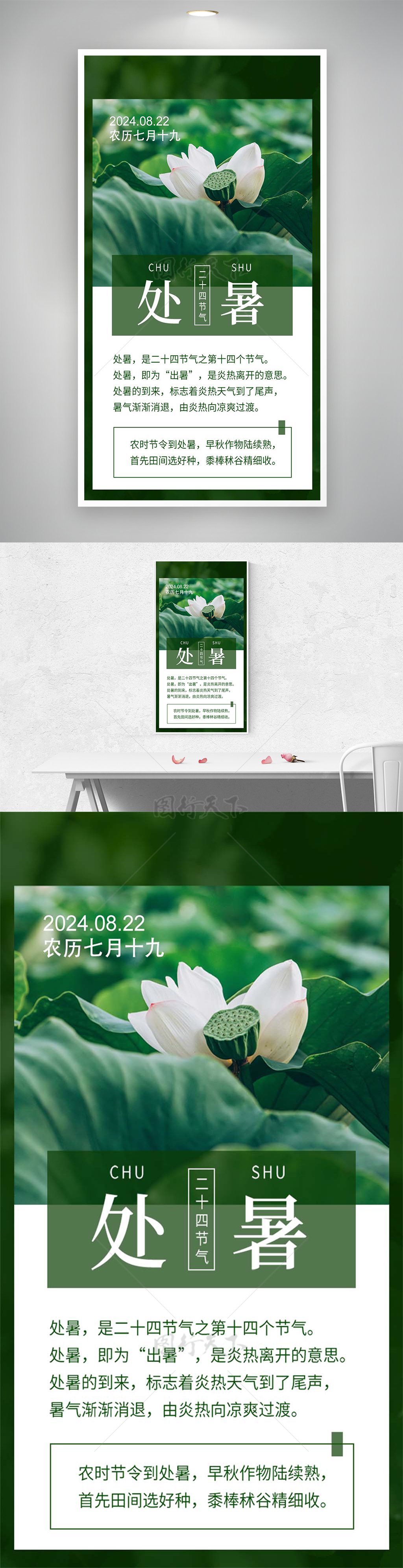 二十四节气处暑宣传清新创意海报