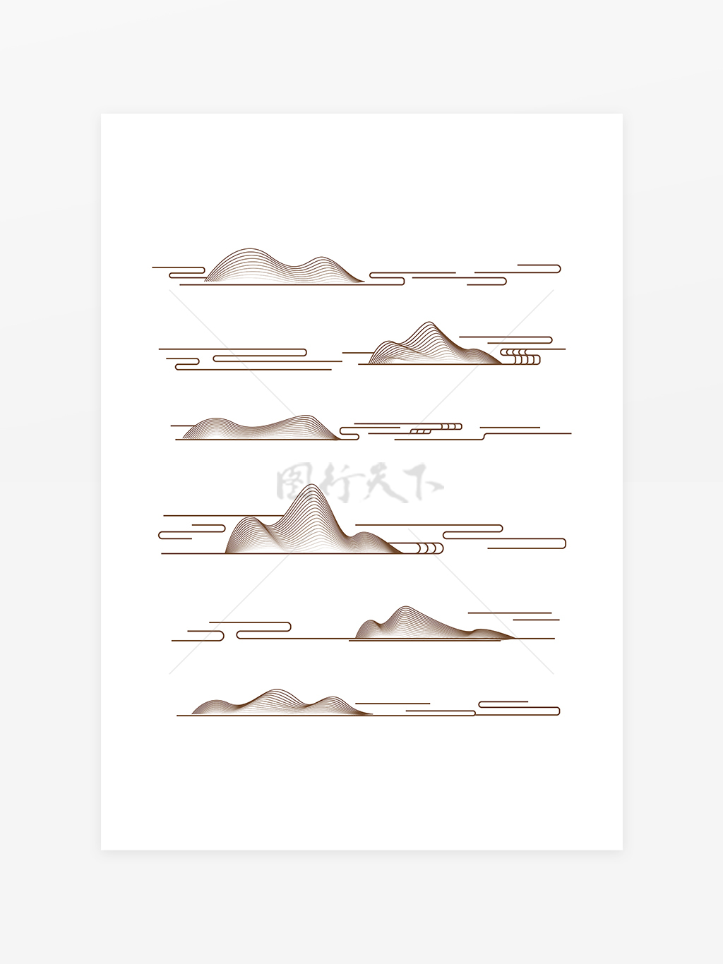 新中式线性山水纹云纹底纹线条